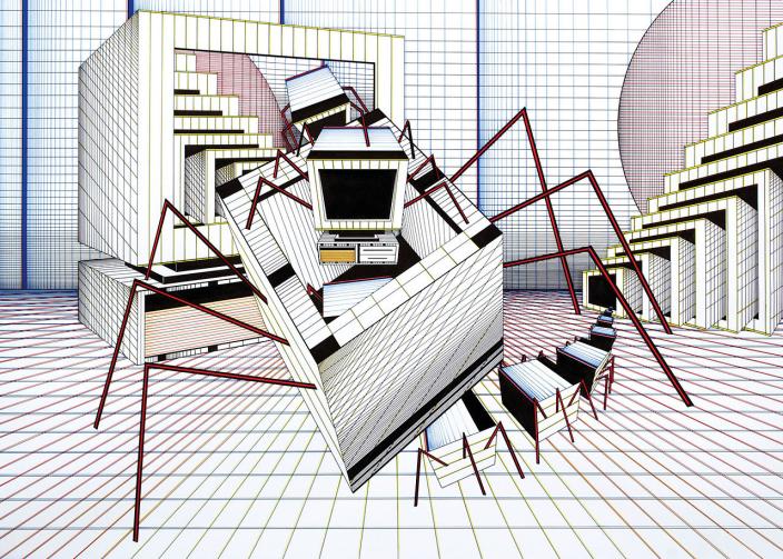 3Dejo画的Escape of computer spiders